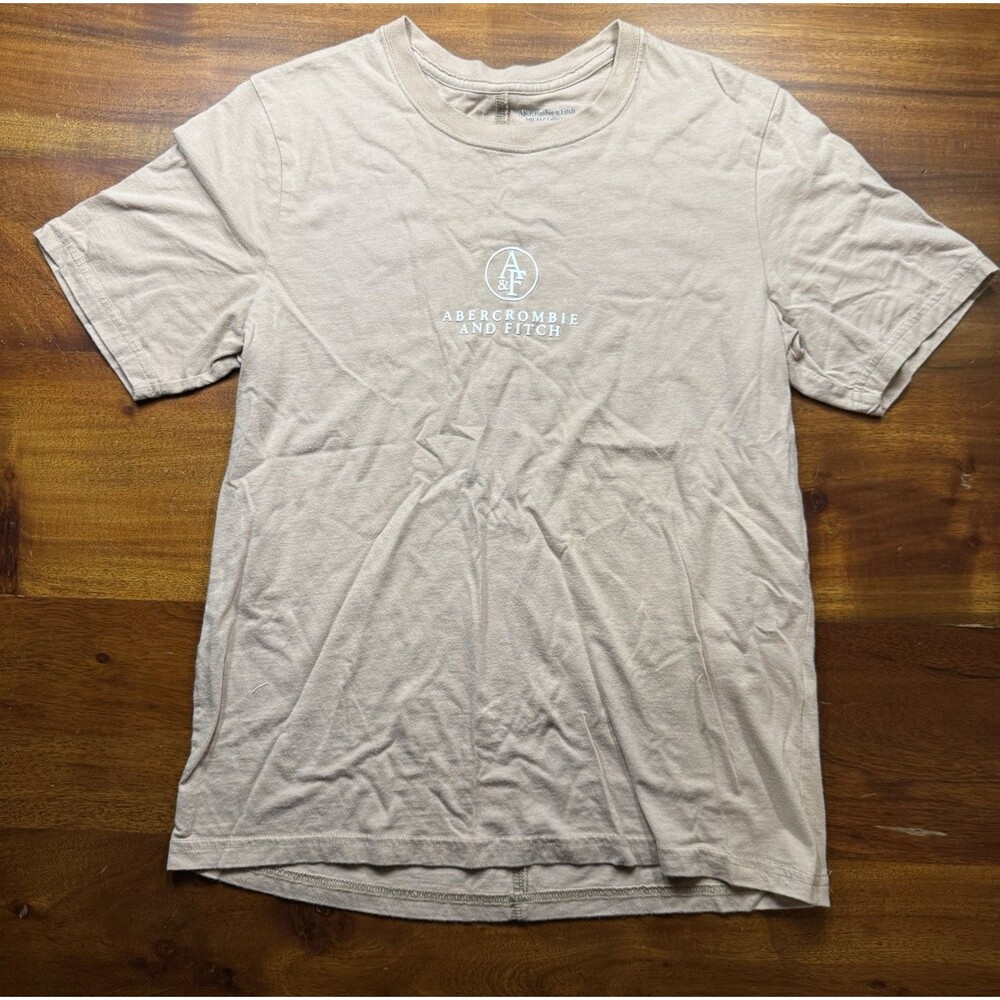 Abercrombie & Fitch Soft A&F Collection T Shirt Tan Beige Logo Embroidered Men S
